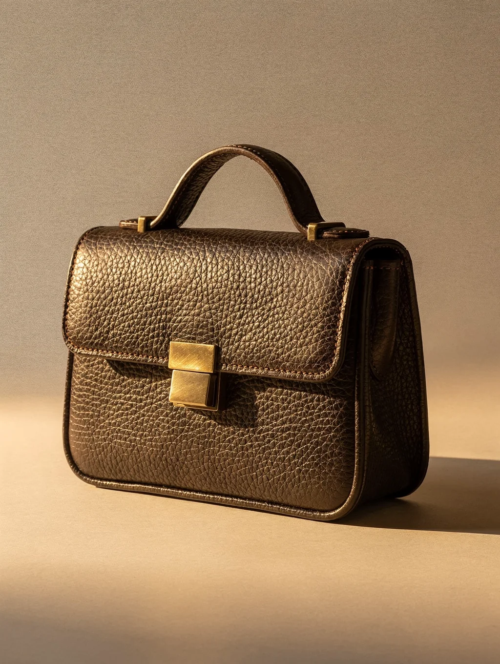 Saddle brown leather crossbody bag with hand-burnished edge finishing